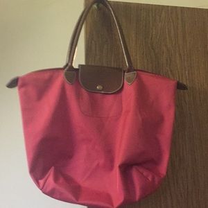 Long champ burgundy tote